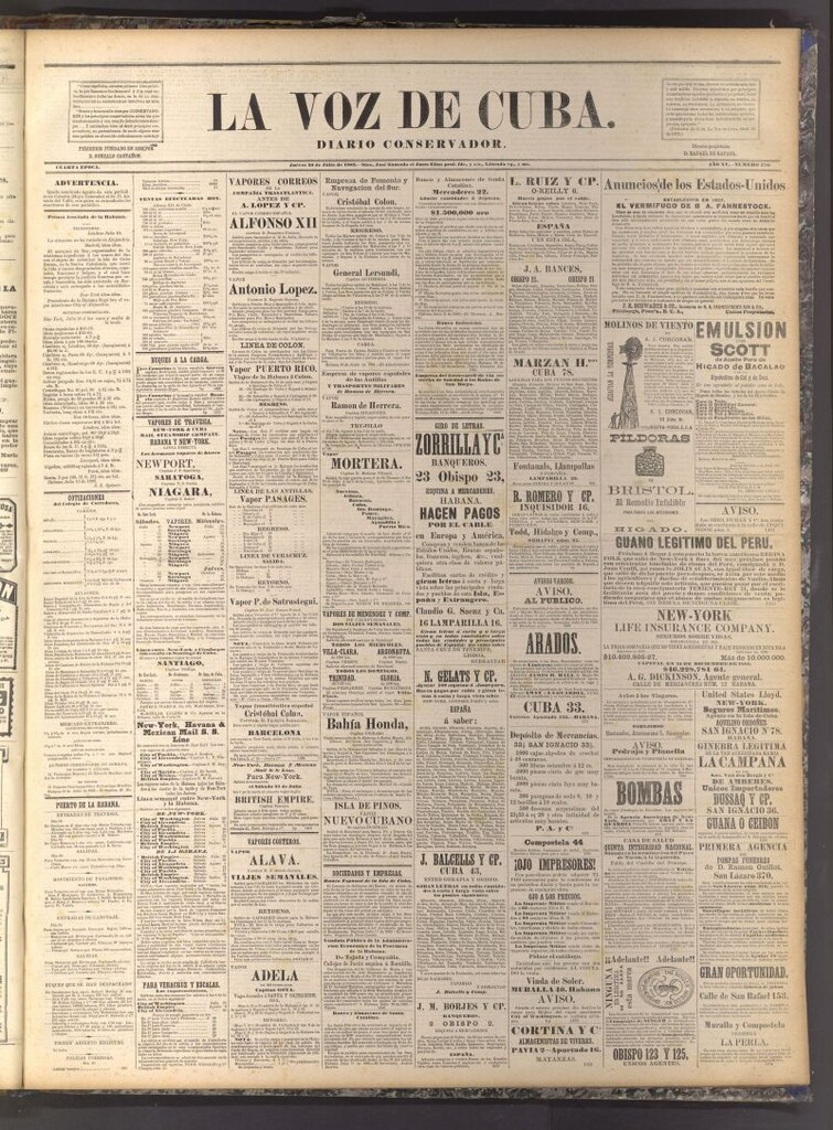 Miniatura de La Voz de Cuba: diario conservador del 20 de julio de 1882