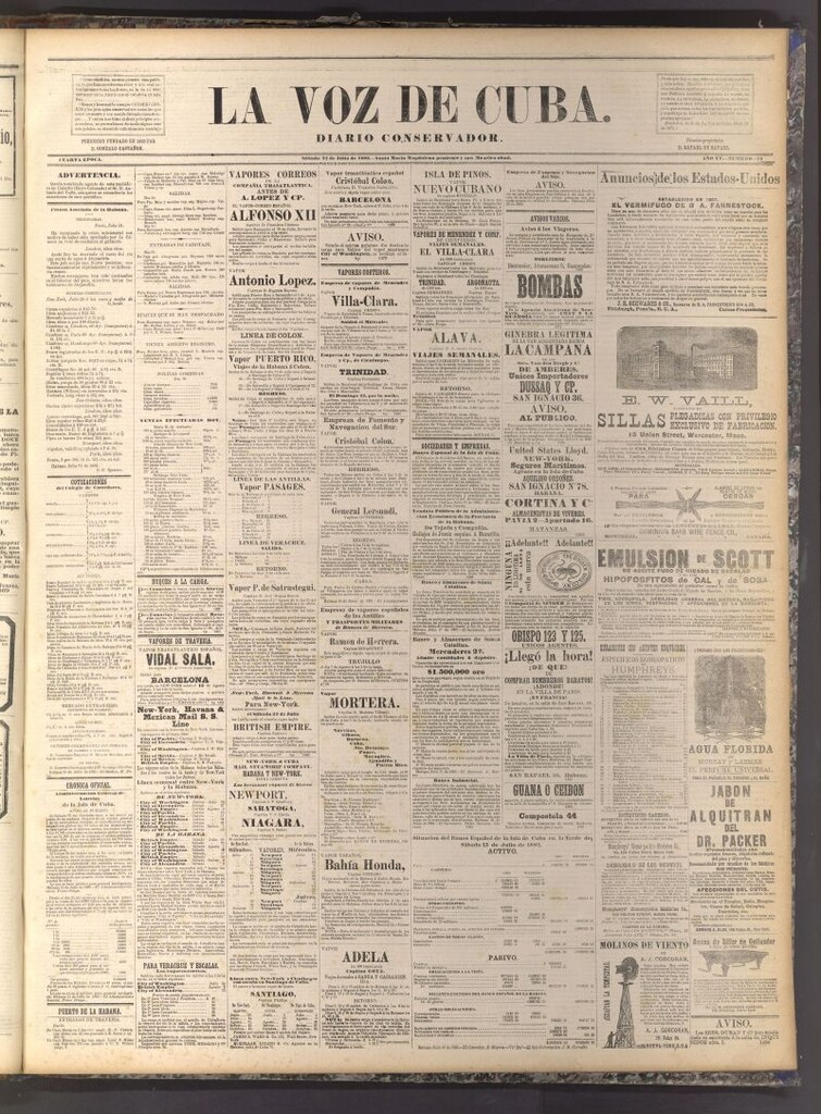 Miniatura de La Voz de Cuba: diario conservador del 22 de julio de 1882