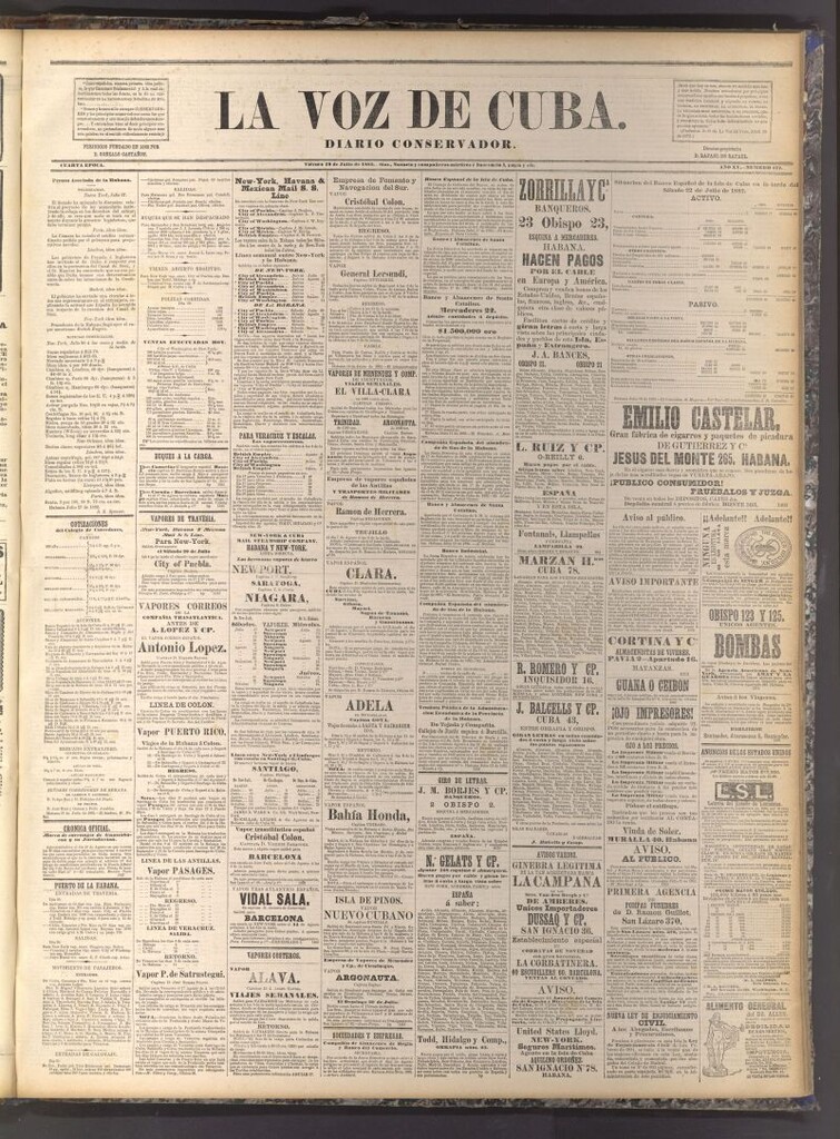 Miniatura de La Voz de Cuba: diario conservador del 28 de julio de 1882