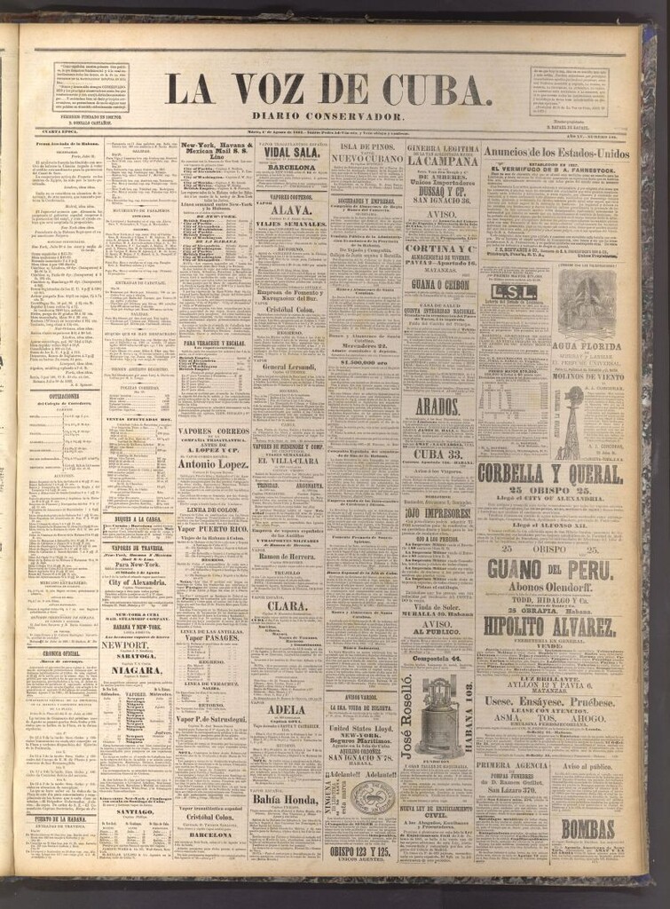 Miniatura de La Voz de Cuba: diario conservador del 1 de agosto de 1882