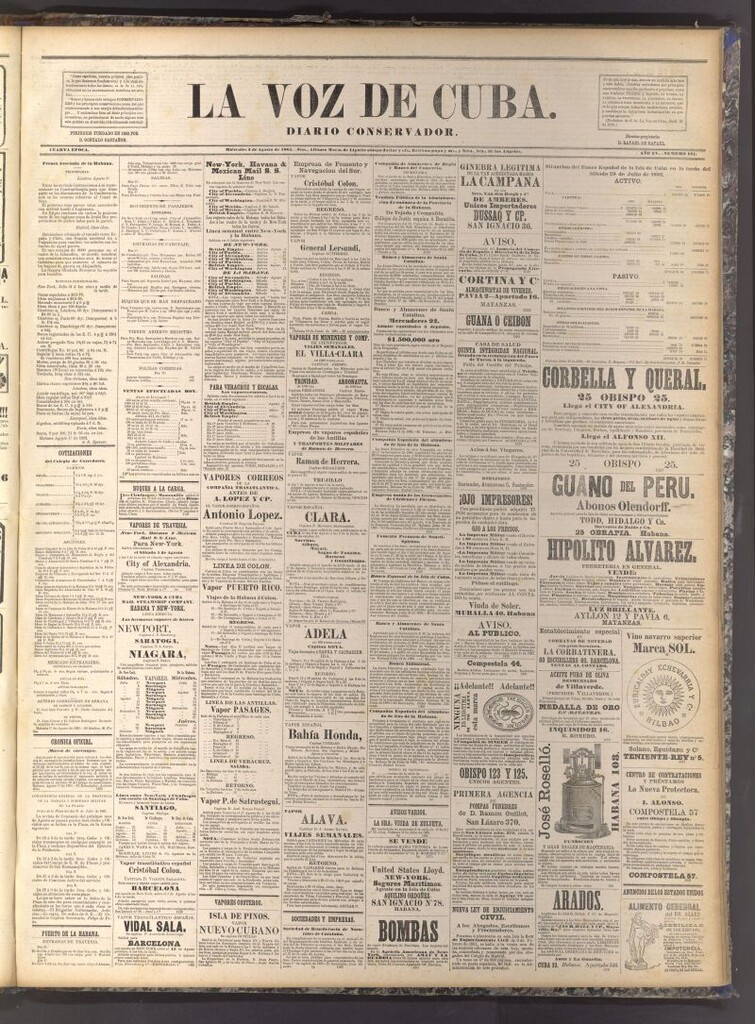 Miniatura de La Voz de Cuba: diario conservador del 2 de agosto de 1882