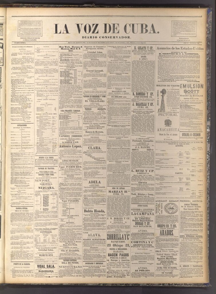 Miniatura de La Voz de Cuba: diario conservador del 3 de agosto de 1882