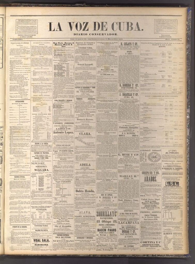 Miniatura de La Voz de Cuba: diario conservador del 4 de agosto de 1882