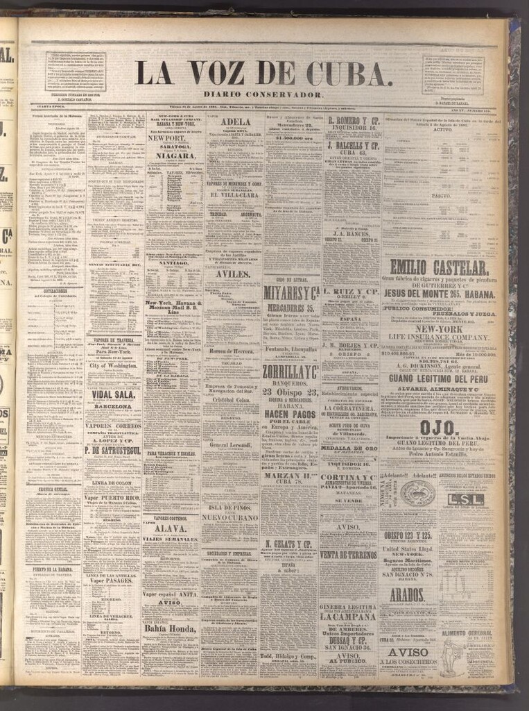 Miniatura de La Voz de Cuba: diario conservador del 11 de agosto de 1882