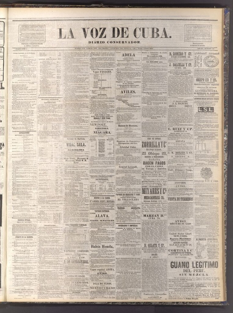 Miniatura de La Voz de Cuba: diario conservador del 13 de agosto de 1882