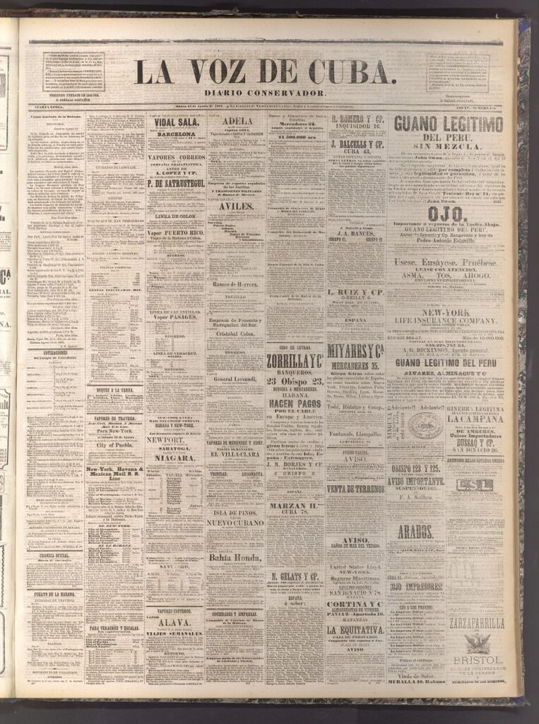Miniatura de La Voz de Cuba: diario conservador del 15 de agosto de 1882