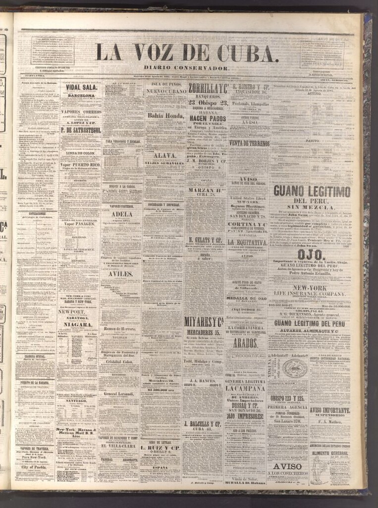 Miniatura de La Voz de Cuba: diario conservador del 16 de agosto de 1882