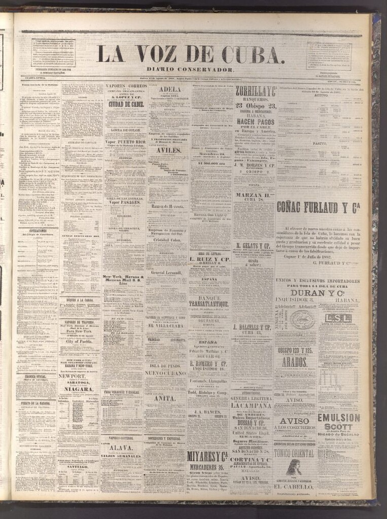 Miniatura de La Voz de Cuba: diario conservador del 17 de agosto de 1882