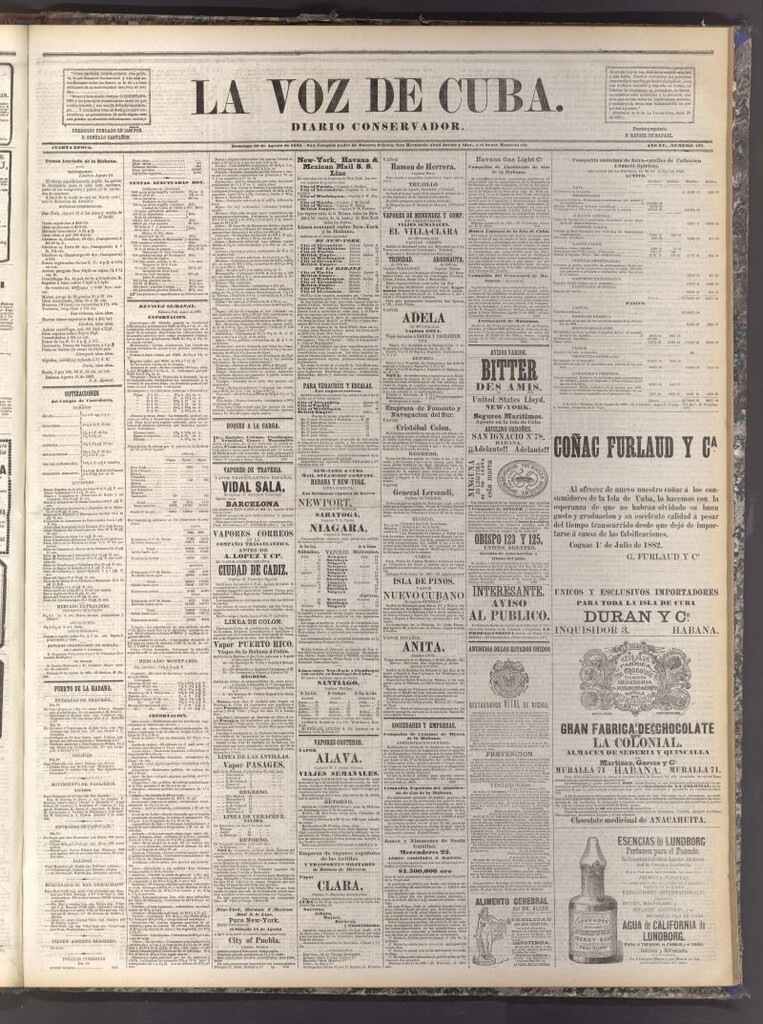 Miniatura de La Voz de Cuba: diario conservador del 20 de agosto de 1882