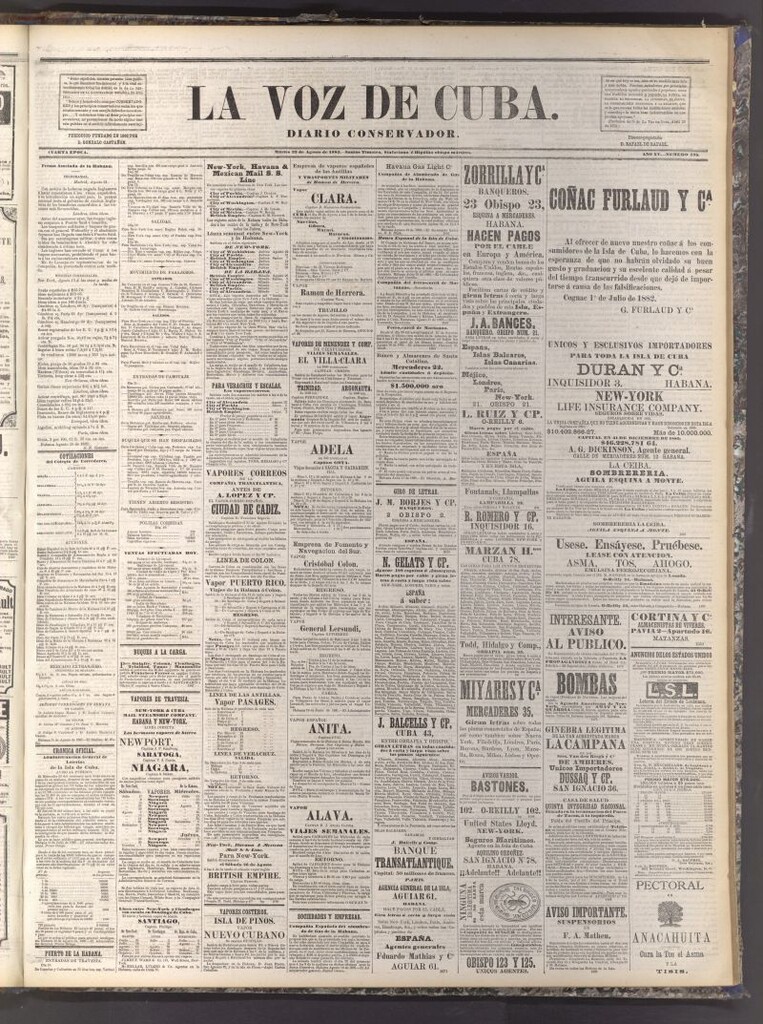 Miniatura de La Voz de Cuba: diario conservador del 22 de agosto de 1882