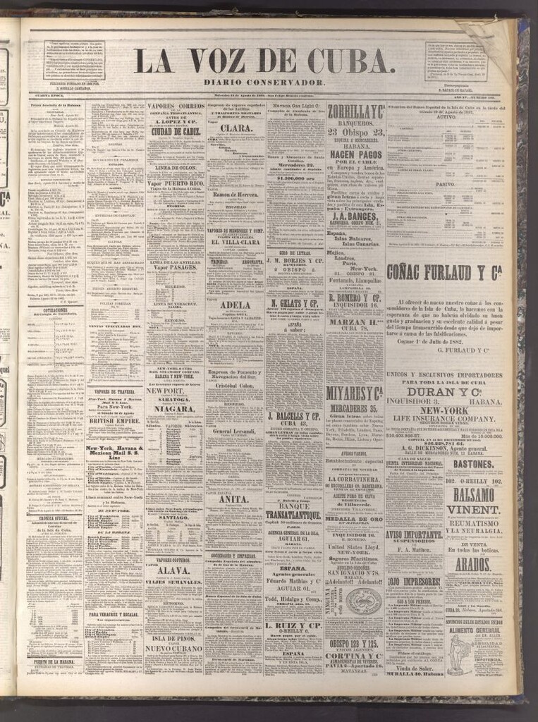 Miniatura de La Voz de Cuba: diario conservador del 23 de agosto de 1882