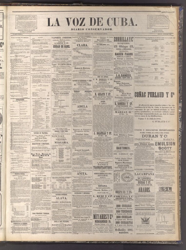 Miniatura de La Voz de Cuba: diario conservador del 24 de agosto de 1882