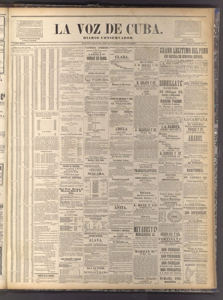 Miniatura de La Voz de Cuba: diario conservador del 25 de agosto de 1882