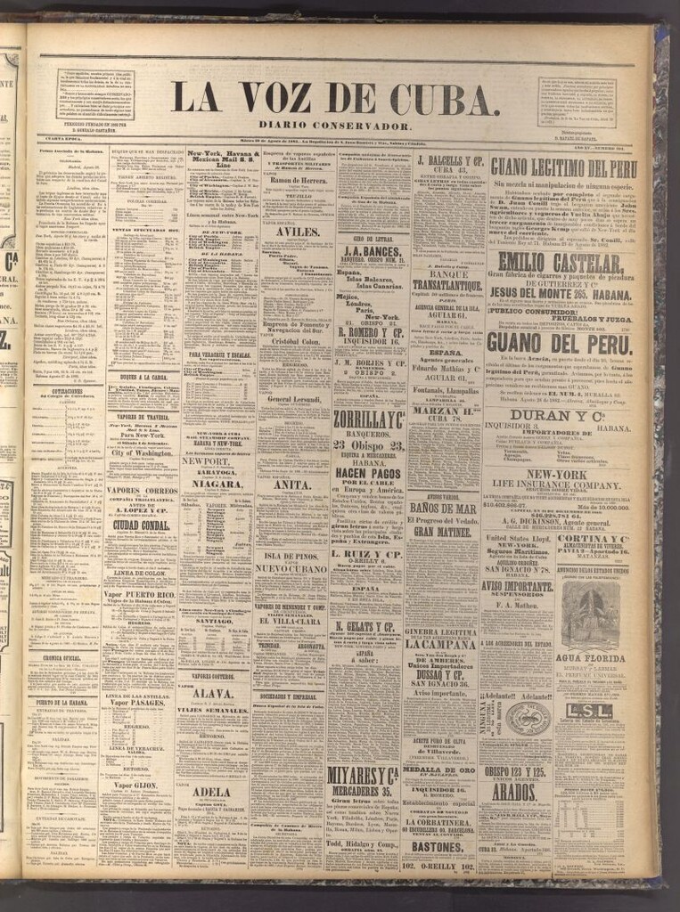 Miniatura de La Voz de Cuba: diario conservador del 29 de agosto de 1882