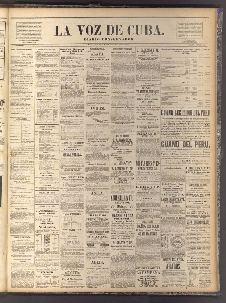 Miniatura de La Voz de Cuba: diario conservador del 30 de agosto de 1882