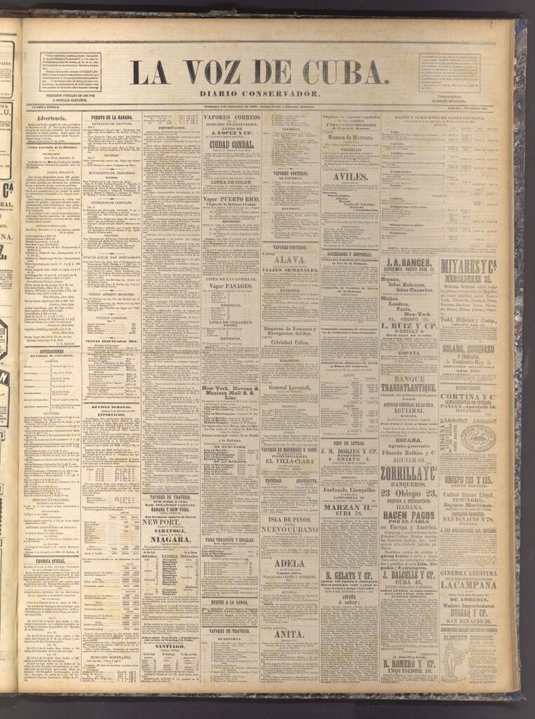 Miniatura de La Voz de Cuba: diario conservador del 3 de septiembre de 1882