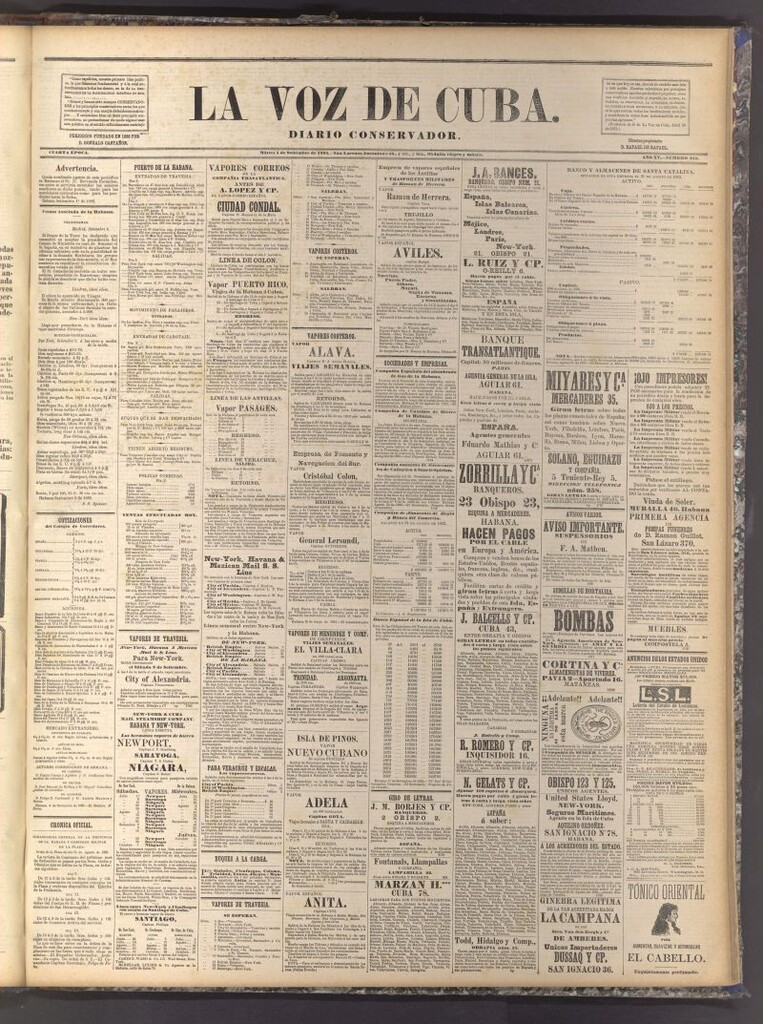 Miniatura de La Voz de Cuba: diario conservador del 5 de septiembre de 1882