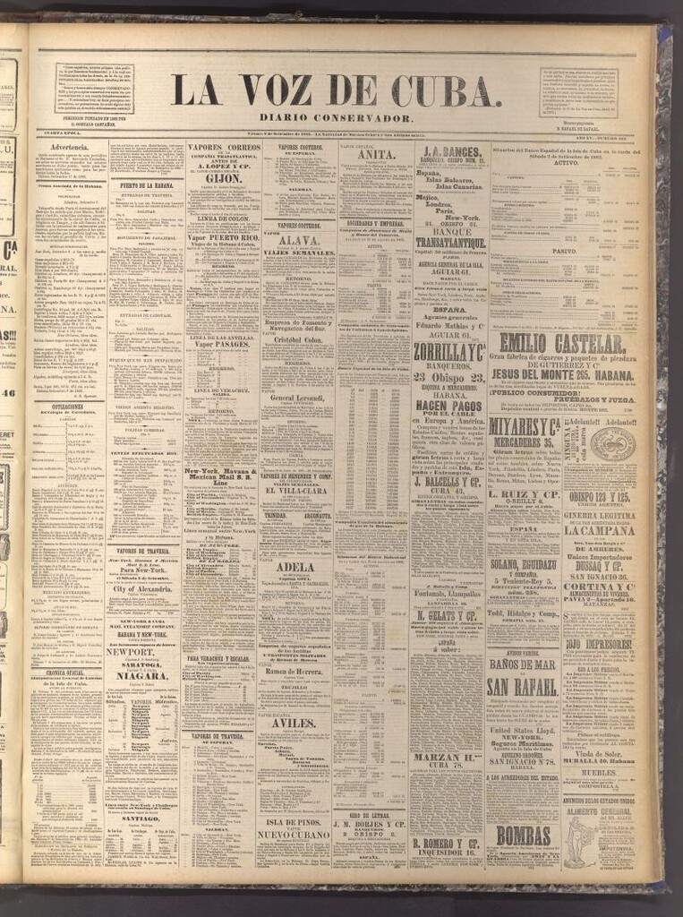 Miniatura de La Voz de Cuba: diario conservador del 8 de septiembre de 1882
