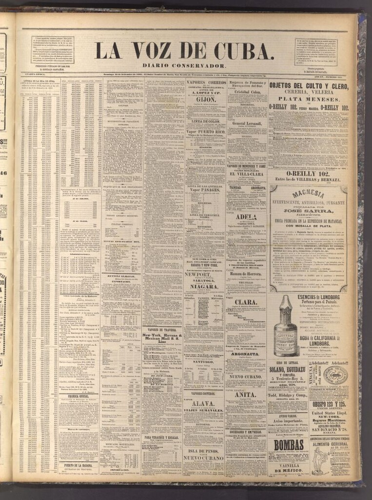 Miniatura de La Voz de Cuba: diario conservador del 10 de septiembre de 1882