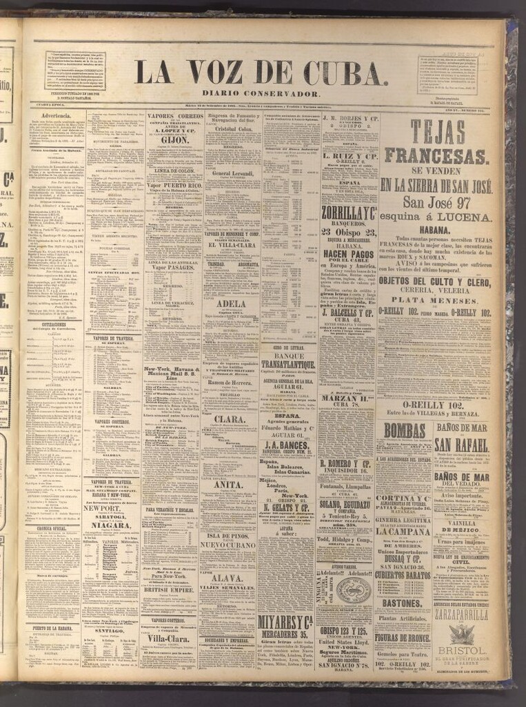 Miniatura de La Voz de Cuba: diario conservador del 12 de septiembre de 1882