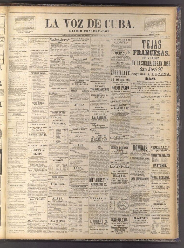 Miniatura de La Voz de Cuba: diario conservador del 13 de septiembre de 1882