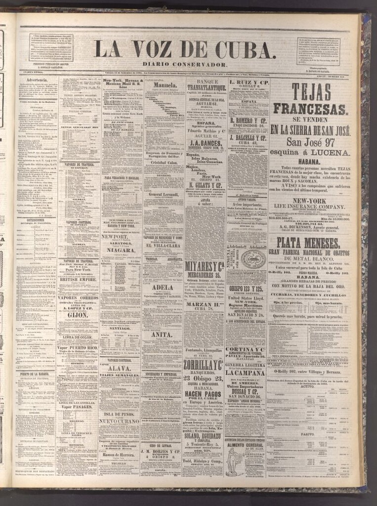 Miniatura de La Voz de Cuba: diario conservador del 15 de septiembre de 1882