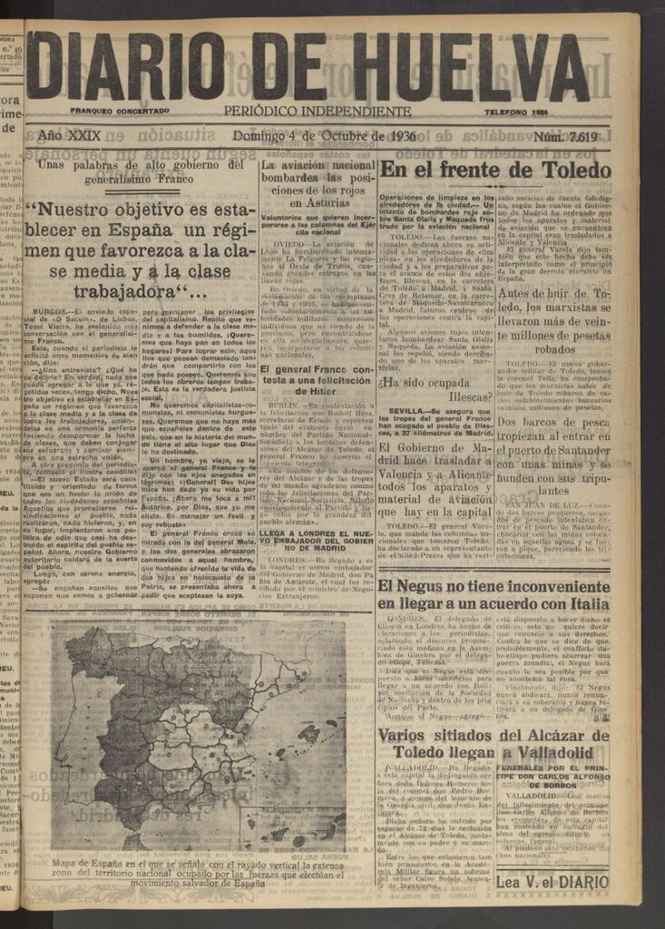 Miniatura de Diario de Huelva : periódico independiente del 4 de octubre de 1936