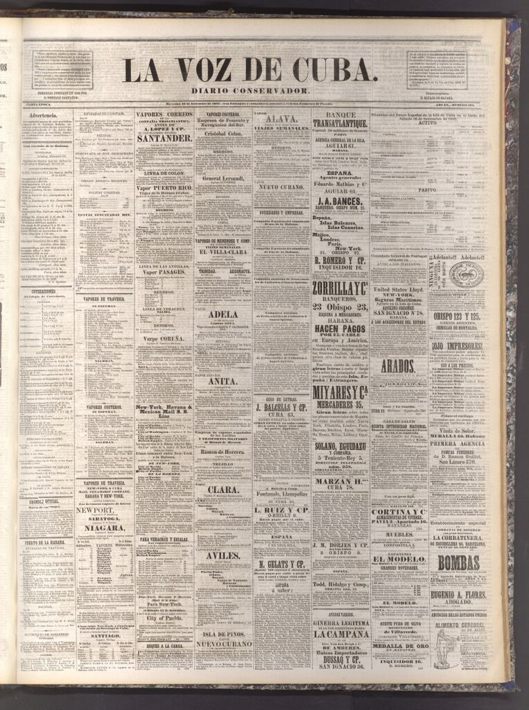 Miniatura de La Voz de Cuba: diario conservador del 20 de septiembre de 1882