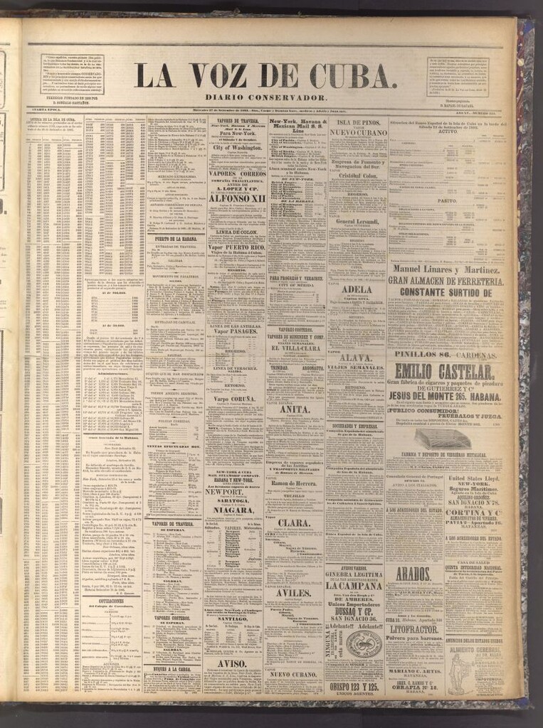 Miniatura de La Voz de Cuba: diario conservador del 27 de septiembre de 1882