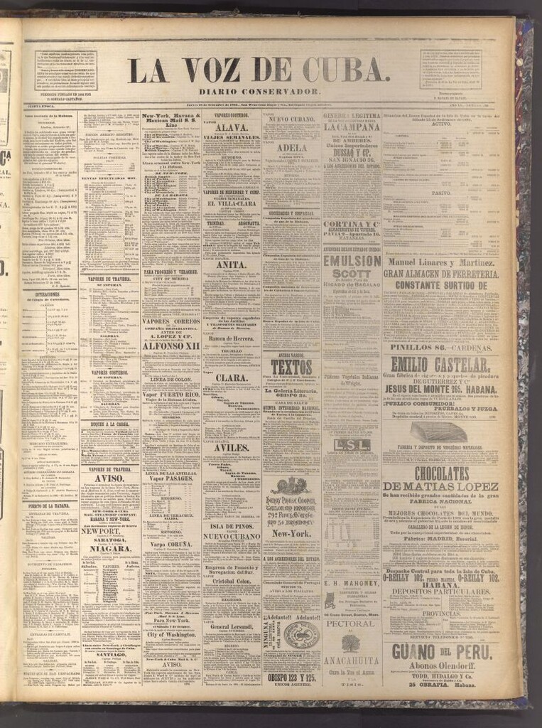 Miniatura de La Voz de Cuba: diario conservador del 28 de septiembre de 1882