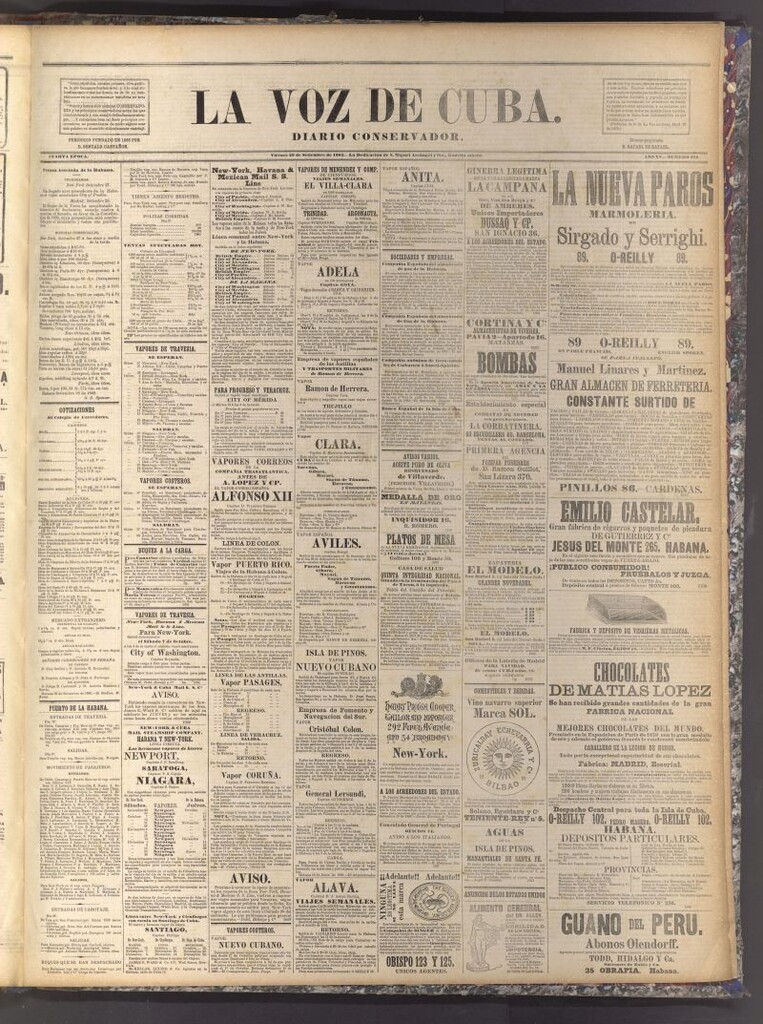 Miniatura de La Voz de Cuba: diario conservador del 29 de septiembre de 1882