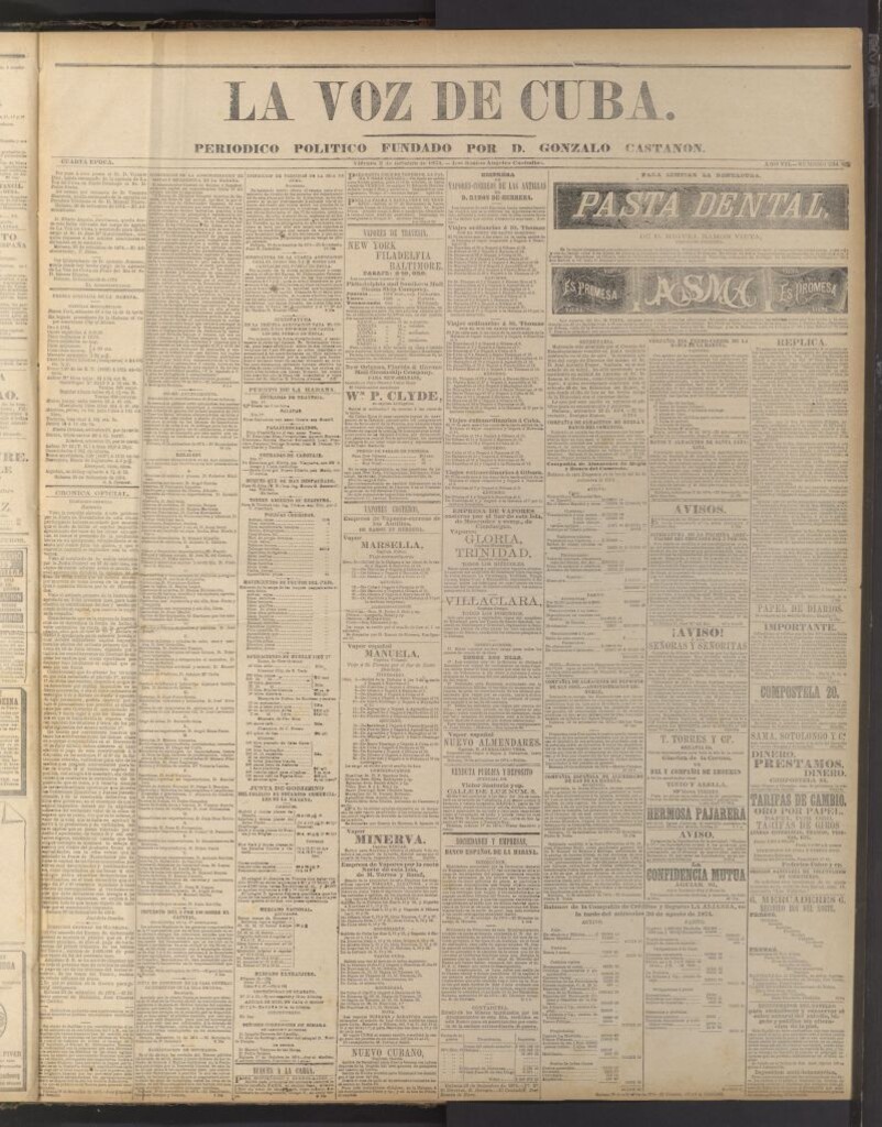 Miniatura de La Voz de Cuba: diario conservador del 2 de octubre de 1874
