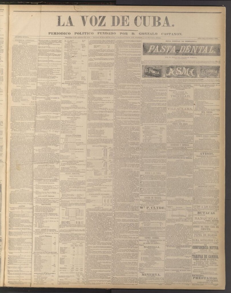 Miniatura de La Voz de Cuba: diario conservador del 4 de octubre de 1874