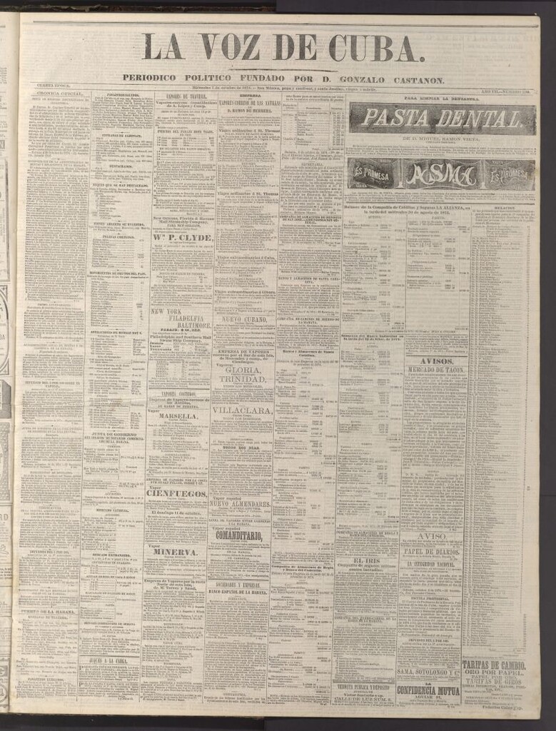 Miniatura de La Voz de Cuba: diario conservador del 7 de octubre de 1874