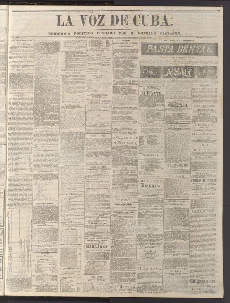 Miniatura de La Voz de Cuba: diario conservador del 13 de octubre de 1874