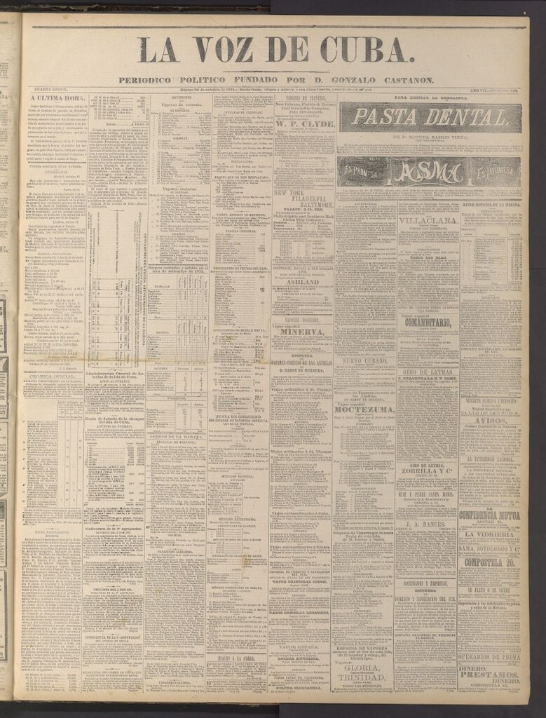 Miniatura de La Voz de Cuba: diario conservador del 20 de octubre de 1874