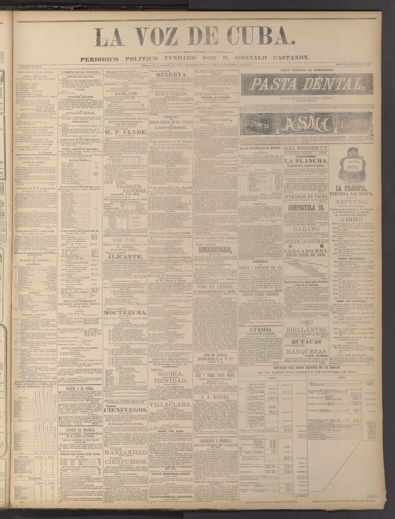 Miniatura de La Voz de Cuba: diario conservador del 23 de octubre de 1874