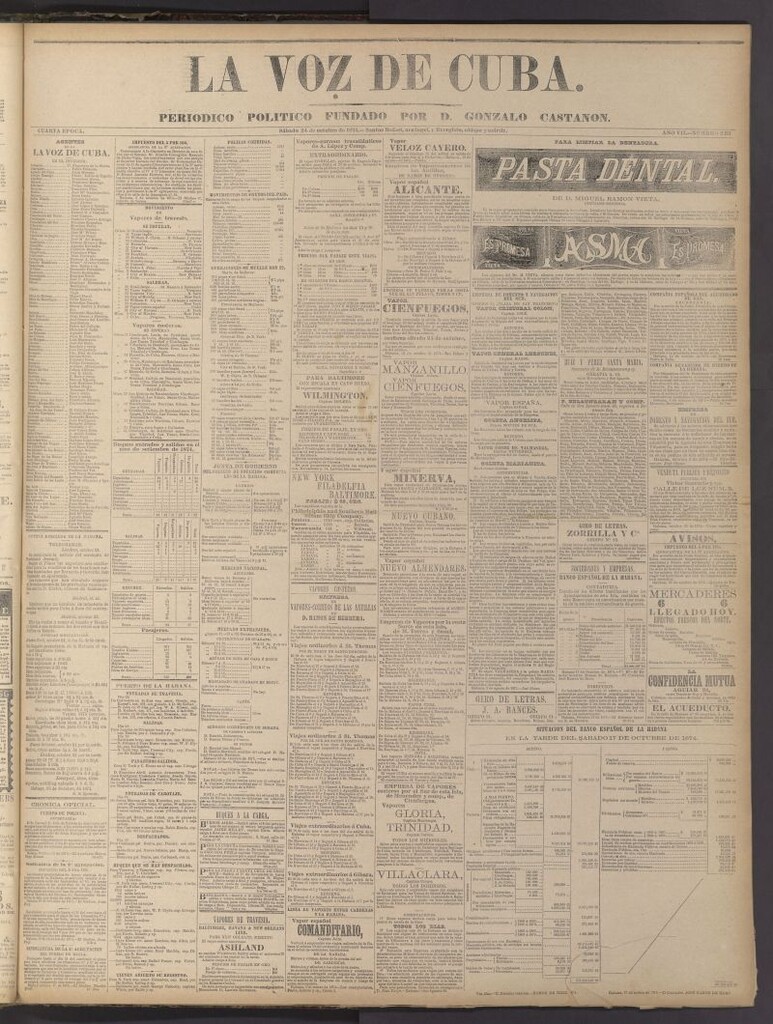 Miniatura de La Voz de Cuba: diario conservador del 24 de octubre de 1874