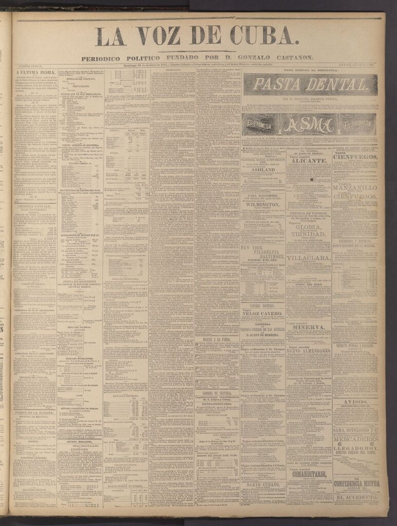 Miniatura de La Voz de Cuba: diario conservador del 25 de octubre de 1874