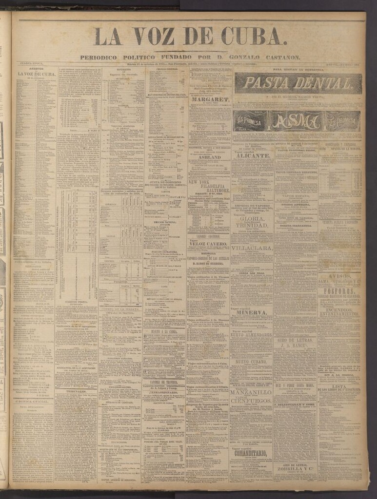 Miniatura de La Voz de Cuba: diario conservador del 27 de octubre de 1874