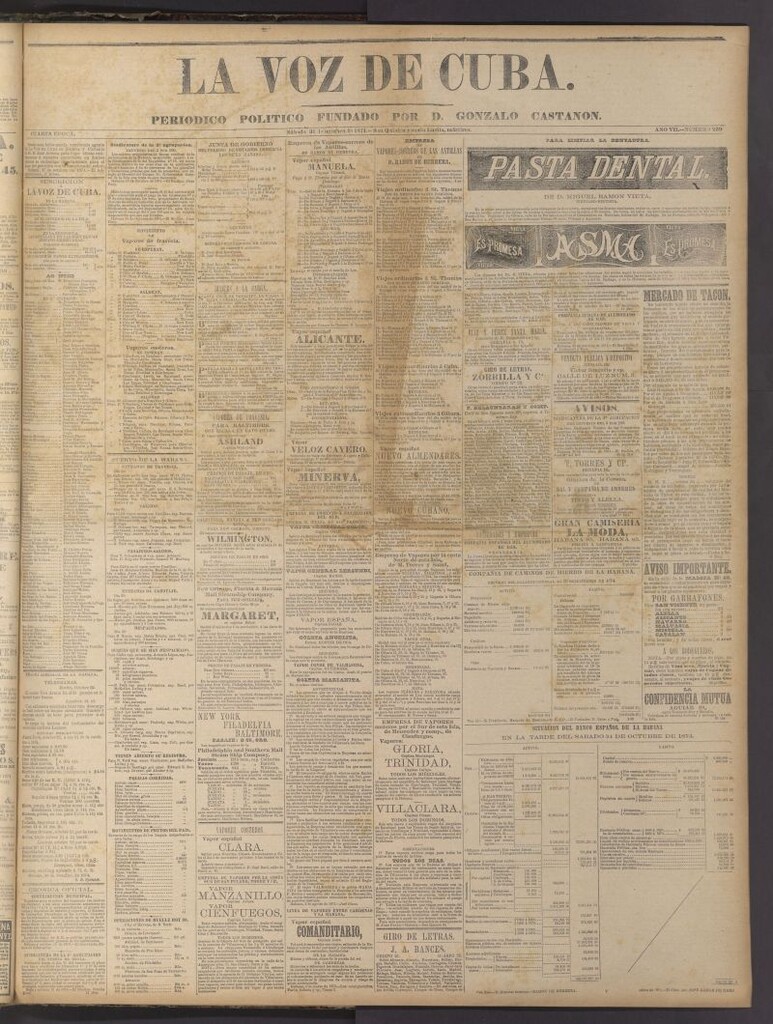 Miniatura de La Voz de Cuba: diario conservador del 31 de octubre de 1874