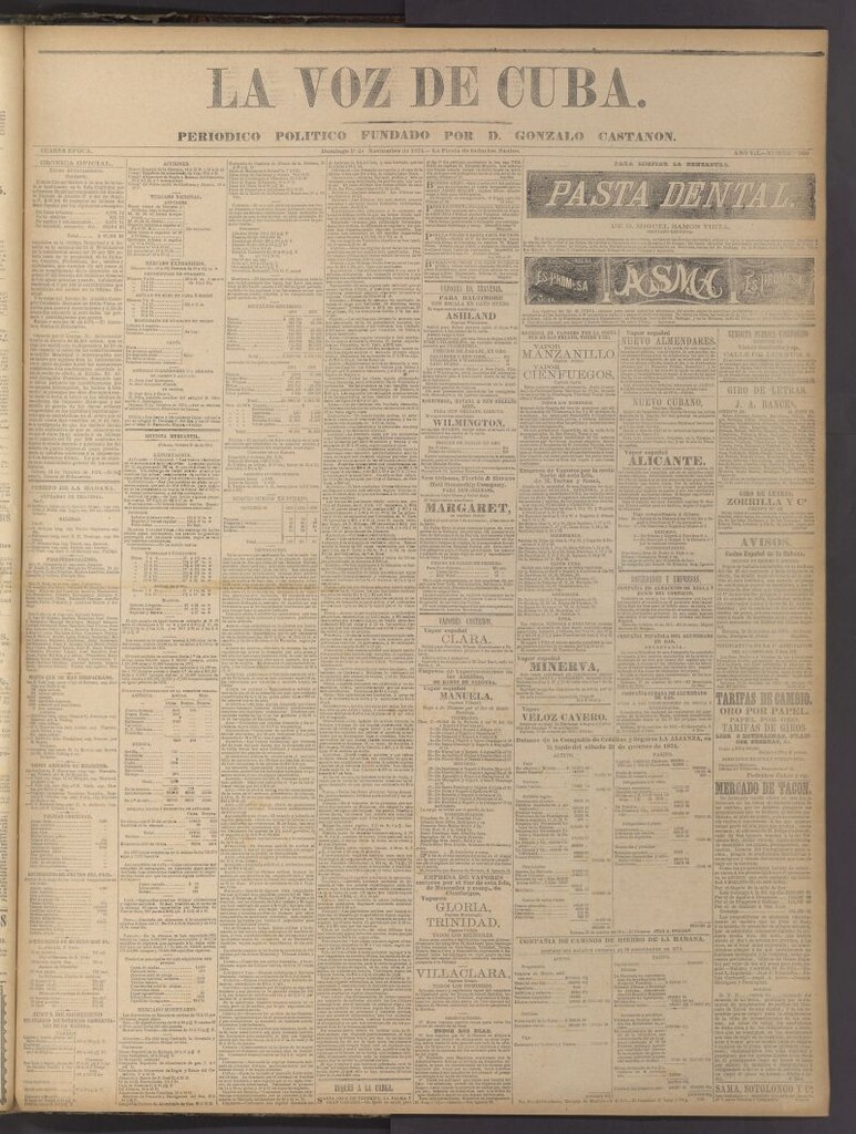 Miniatura de La Voz de Cuba: diario conservador del 1 de noviembre de 1874