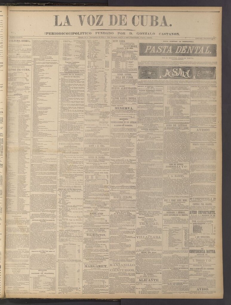 Miniatura de La Voz de Cuba: diario conservador del 14 de noviembre de 1874