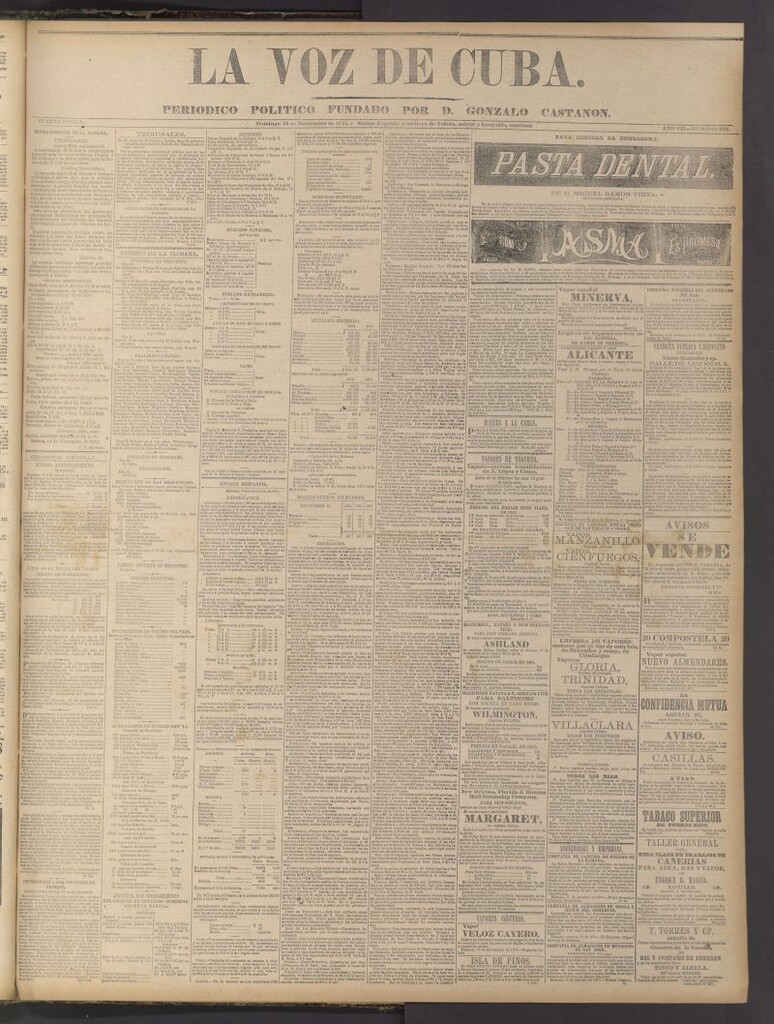 Miniatura de La Voz de Cuba: diario conservador del 15 de noviembre de 1874