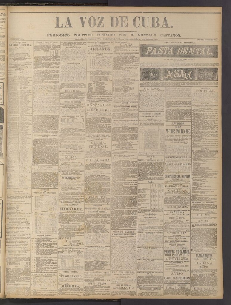 Miniatura de La Voz de Cuba: diario conservador del 17 de noviembre de 1874