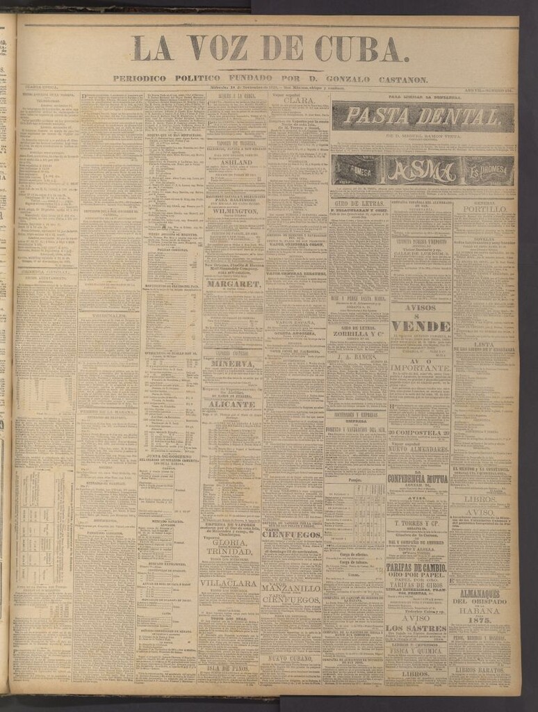 Miniatura de La Voz de Cuba: diario conservador del 18 de noviembre de 1874