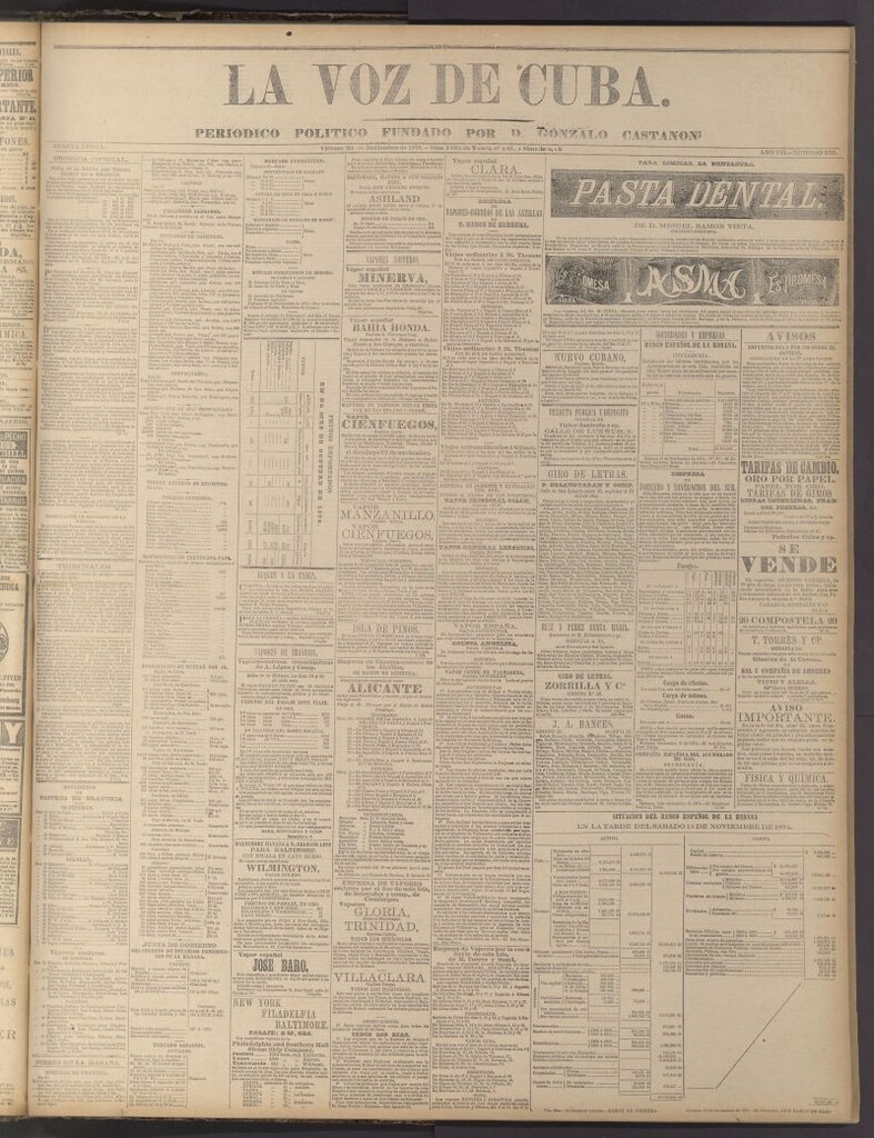 Miniatura de La Voz de Cuba: diario conservador del 20 de noviembre de 1874