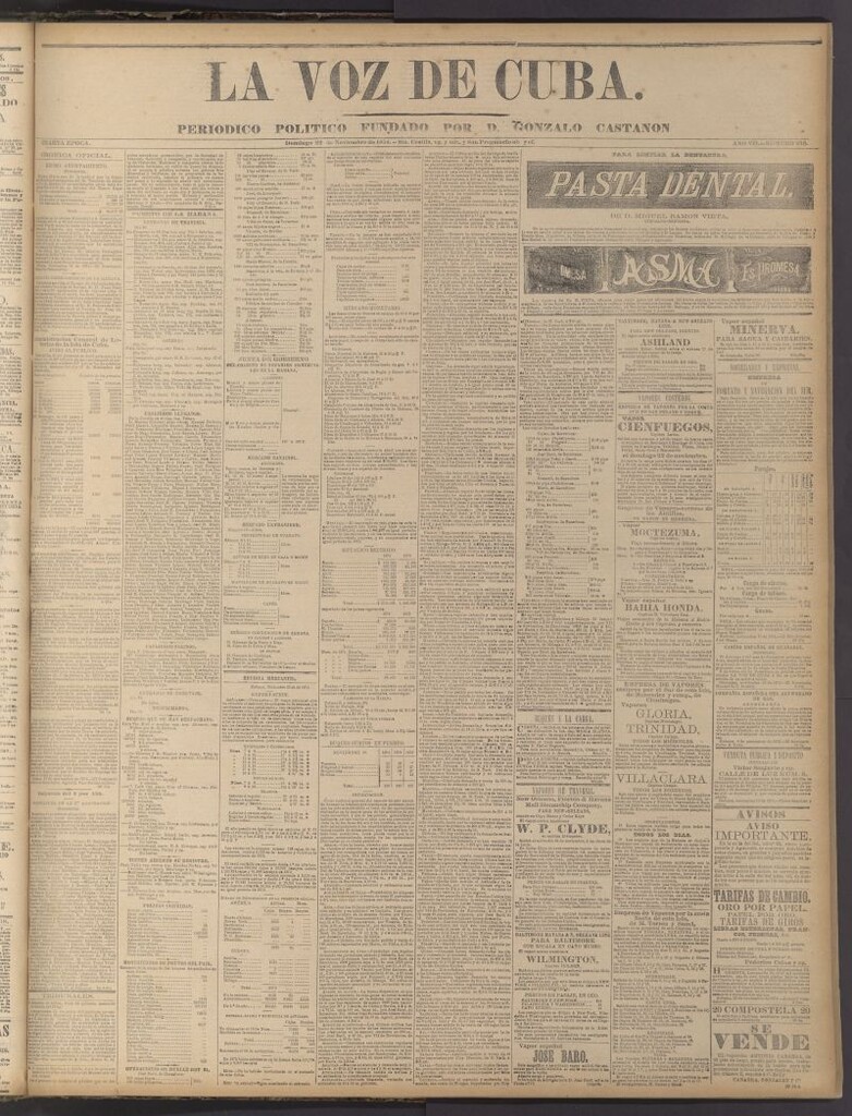Miniatura de La Voz de Cuba: diario conservador del 22 de noviembre de 1874