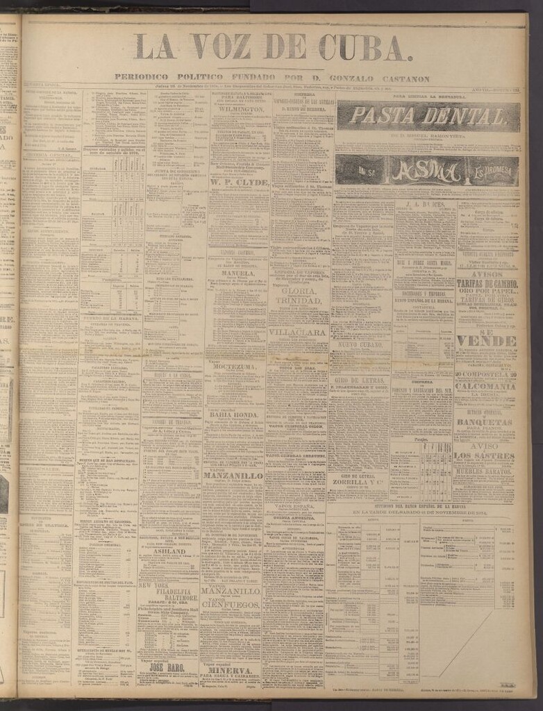 Miniatura de La Voz de Cuba: diario conservador del 26 de noviembre de 1874
