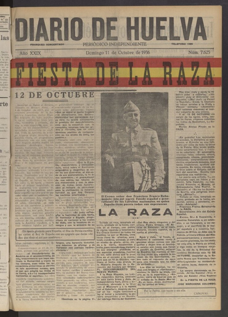 Miniatura de Diario de Huelva : periódico independiente del 11 de octubre de 1936